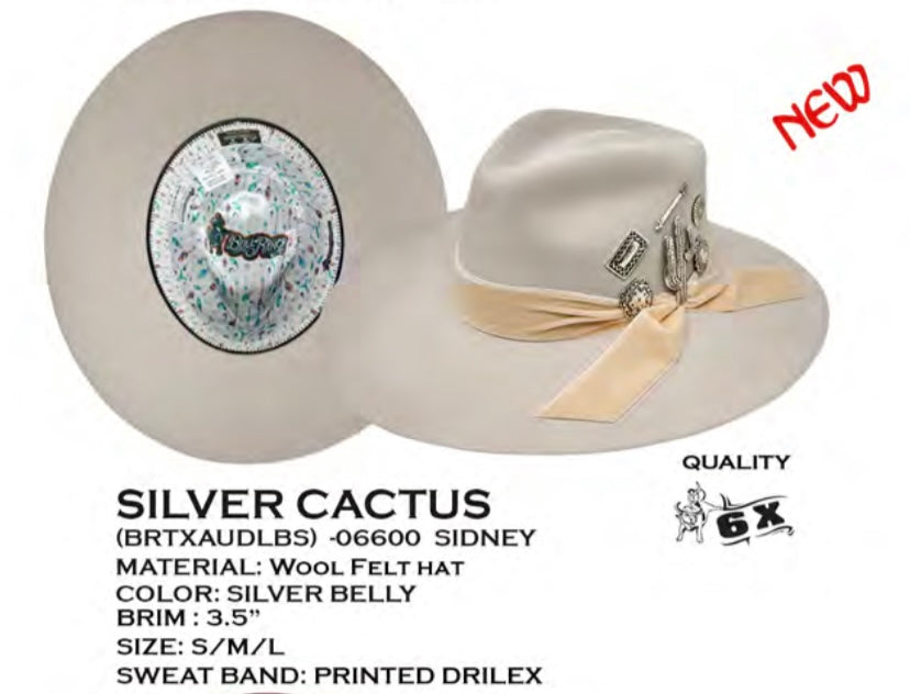 Silver Cactus Wool Felt Hat