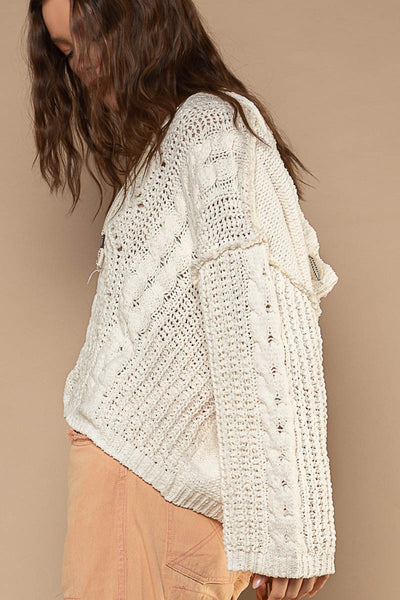 Cream Chenille Pullover Sweater by POL