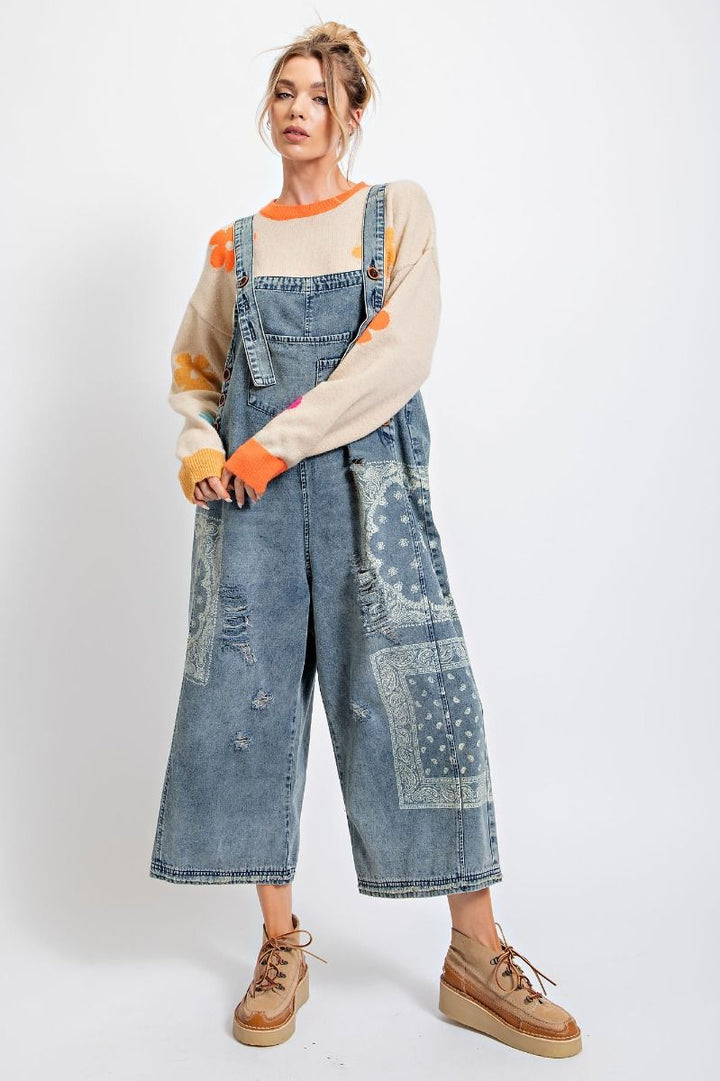 Vintage Denim Distressed Overalls