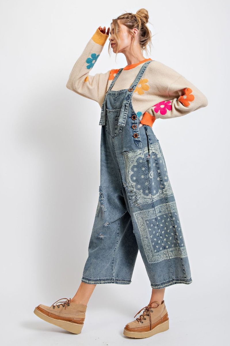 Vintage Denim Distressed Overalls