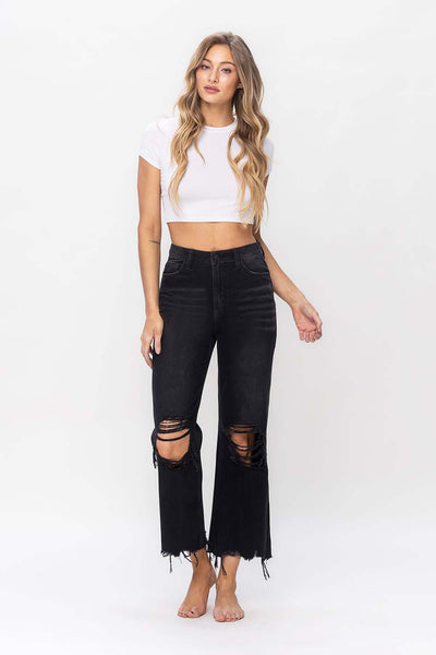 Black 90's Vintage Cropped Flare by Vervet