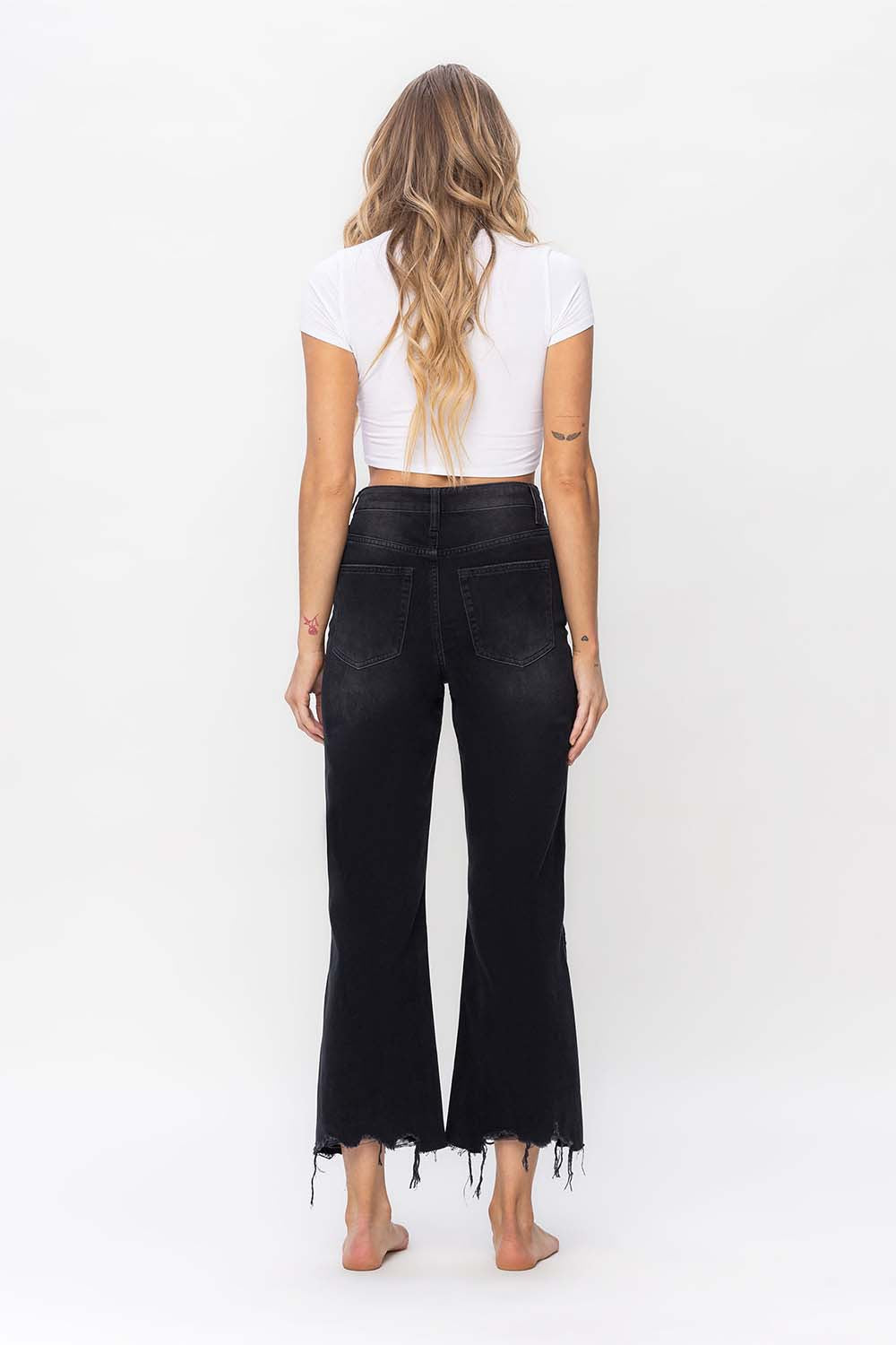 Black 90's Vintage Cropped Flare by Vervet