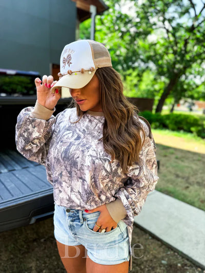 Brown Camo Long Sleeve Pullover