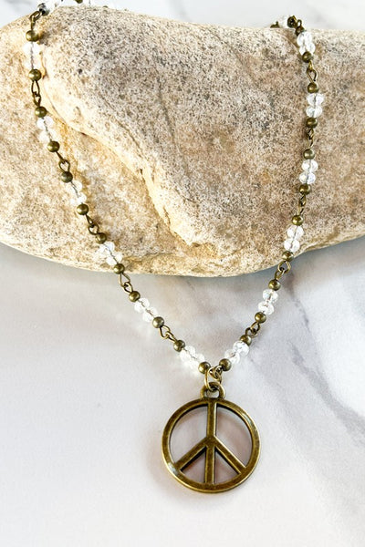 Bronze & Bead Peace Necklace