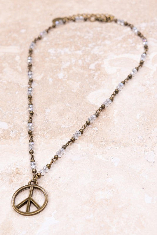 Bronze & Bead Peace Necklace
