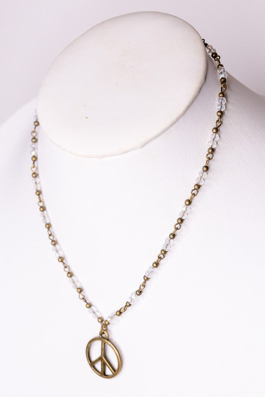 Bronze & Bead Peace Necklace