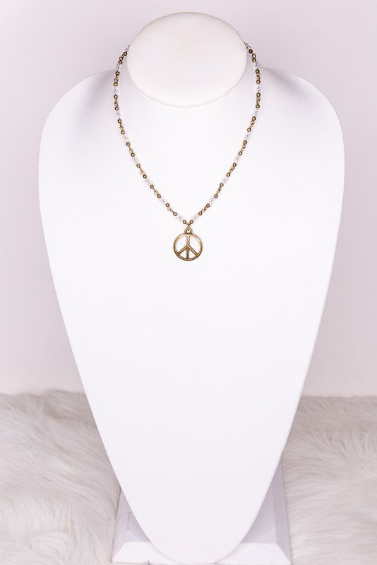 Bronze & Bead Peace Necklace