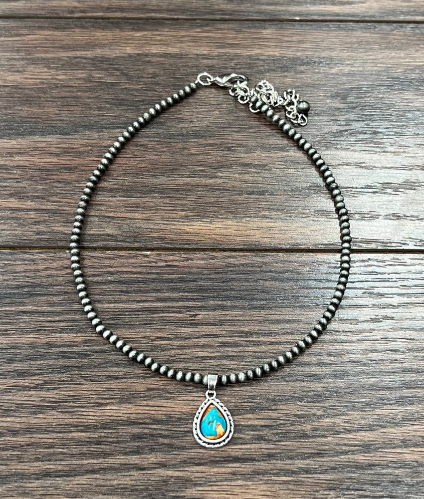 Faux Navajo Pearl Gemstone Necklace
