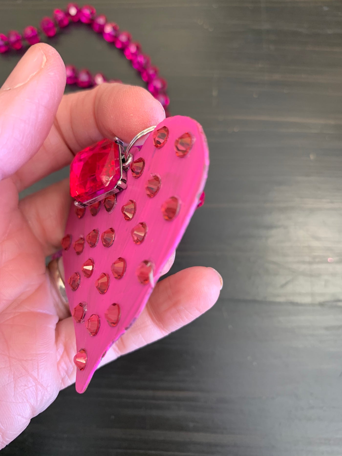 Hot Pink Vintage Crystal Necklace