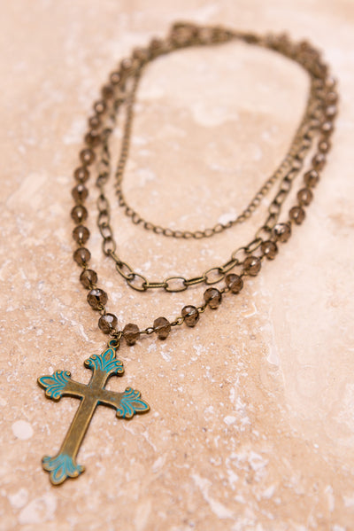 Sarah Bronze Cross Necklace