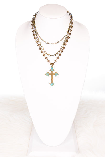 Sarah Bronze Cross Necklace
