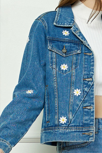 Daisy Embroidered Jean Jacket