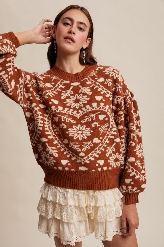 Jacquard Heart Sweater - Butternut