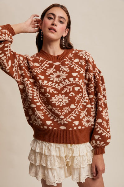 Jacquard Heart Sweater - Butternut