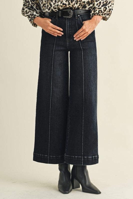 Elevated Pin Tuck Stretch Denim- Black