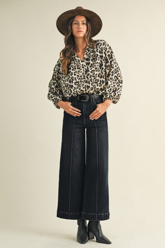 Elevated Pin Tuck Stretch Denim- Black