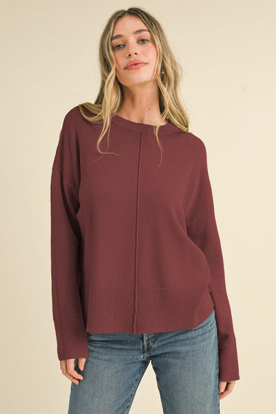 Fired Brick Front Seam Sweater