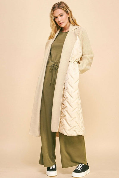 Stay Cozy Quilted Long Jacket - cream