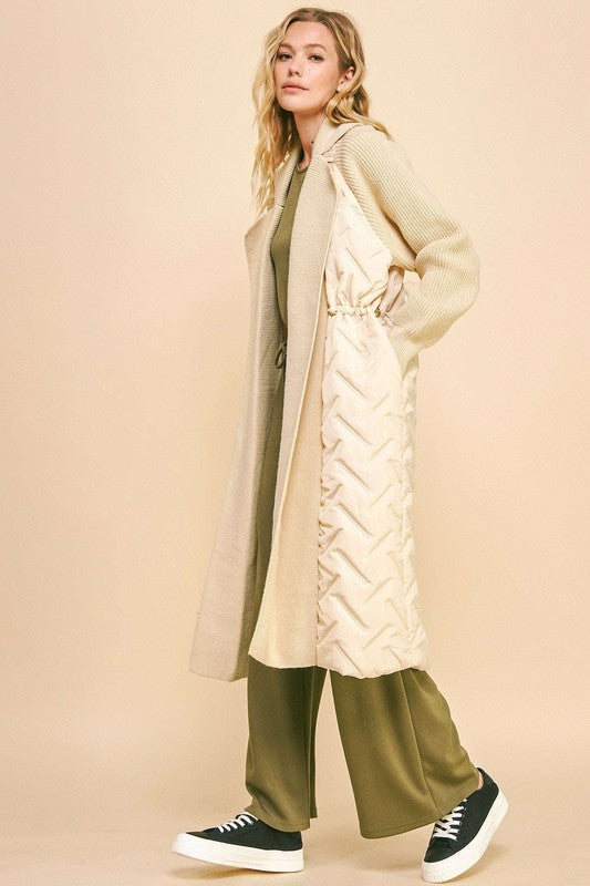 Stay Cozy Quilted Long Jacket - cream