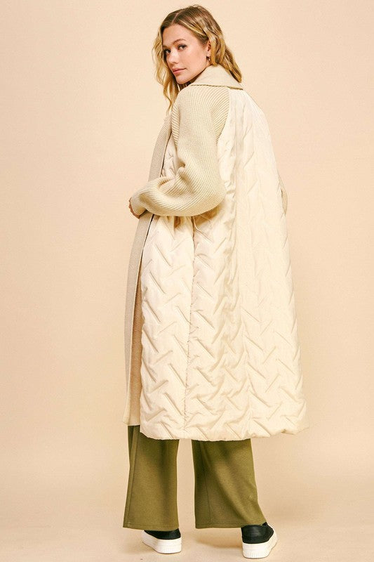 Stay Cozy Quilted Long Jacket - cream