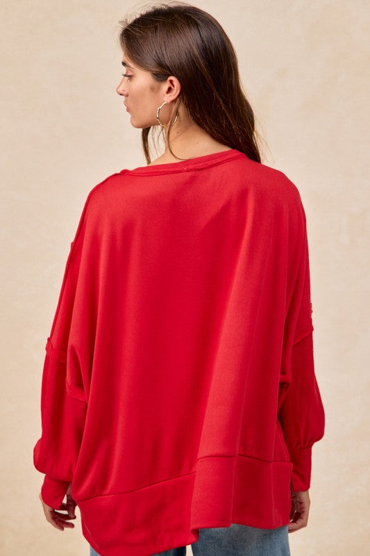 Sequin Nutcracker Red Fleece Top