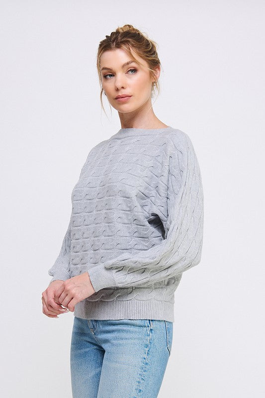 Effortless Cozy Dolman Sweater -Heather Grey