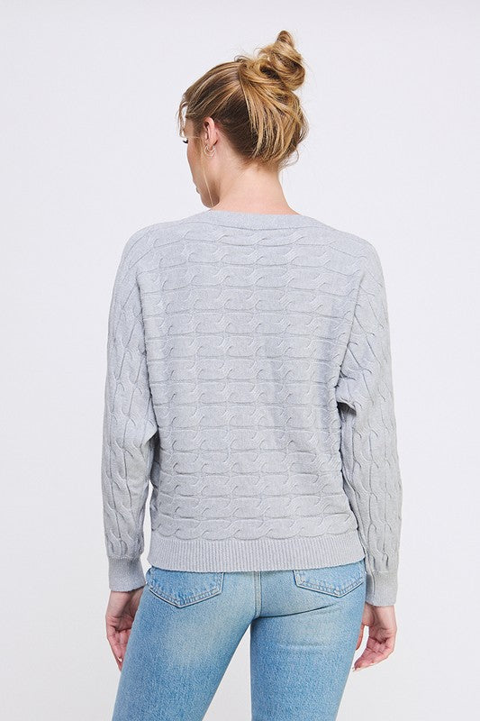 Effortless Cozy Dolman Sweater -Heather Grey