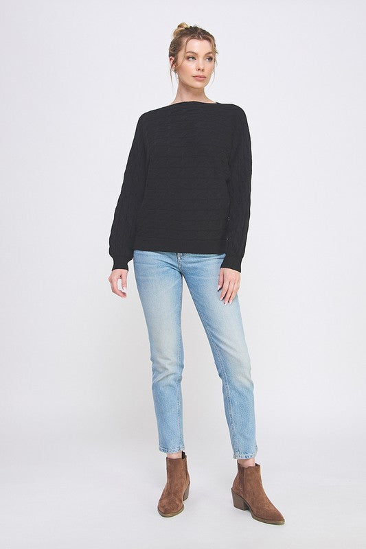Effortless Cozy Dolman Sweater - Black