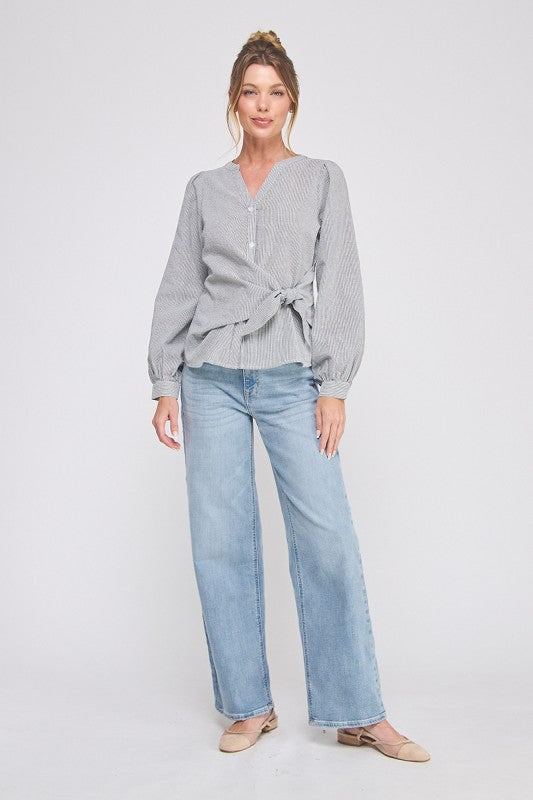 Cotton Blend Soft Tie Top