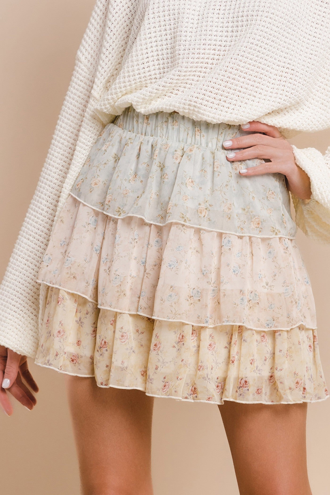 Ditsy Floral Tiered Mini Skirt