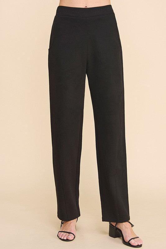 Black Microsuede Straight Pants