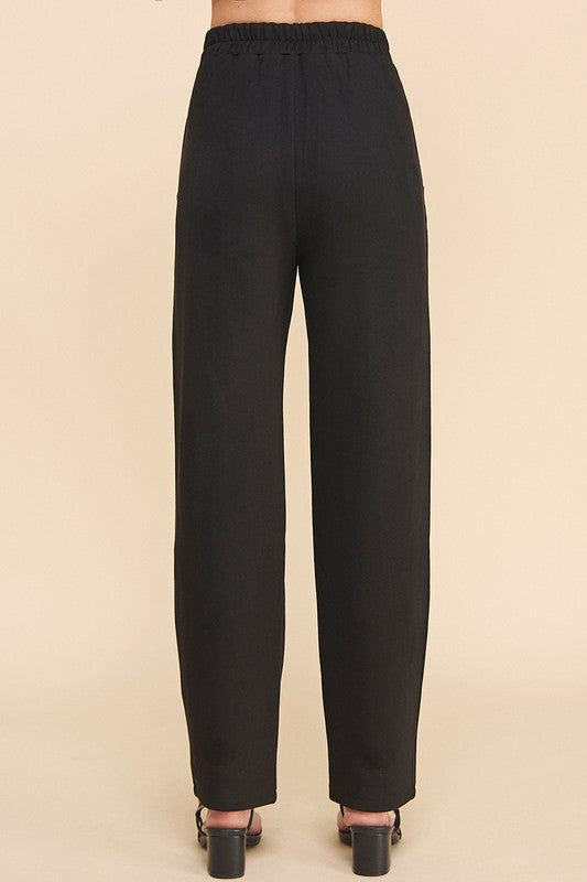 Black Microsuede Straight Pants