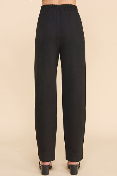Black Microsuede Straight Pants