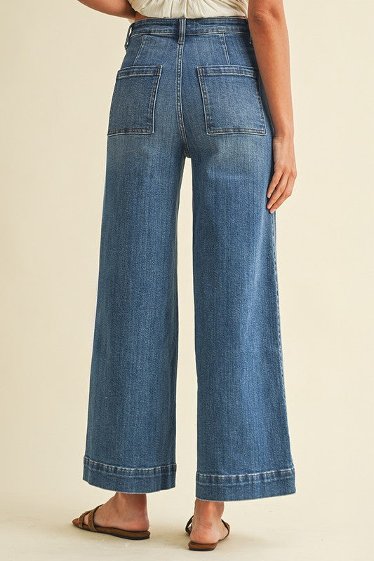 Elevated Pin Tuck Stretch Denim- Medium