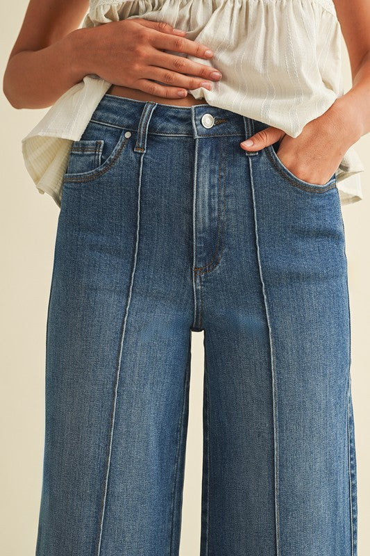 Elevated Pin Tuck Stretch Denim- Medium