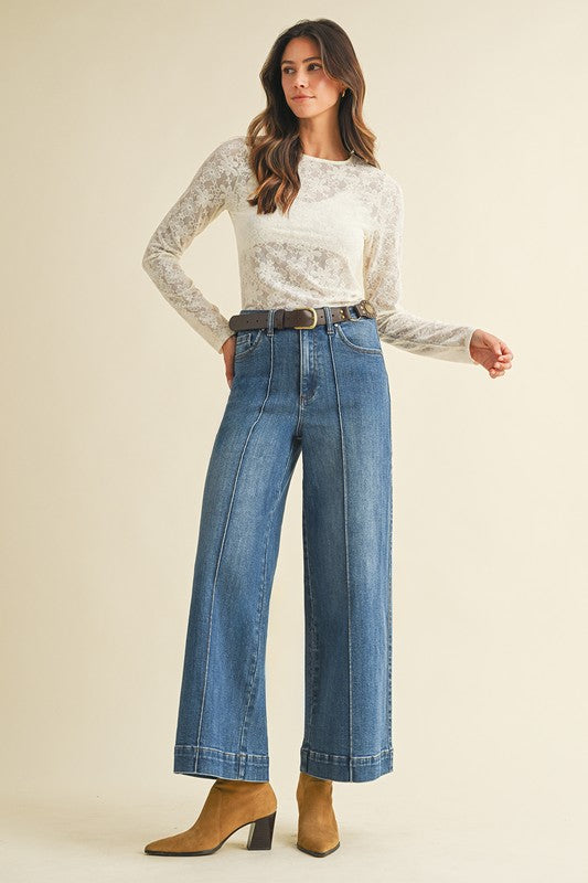 Elevated Pin Tuck Stretch Denim- Medium