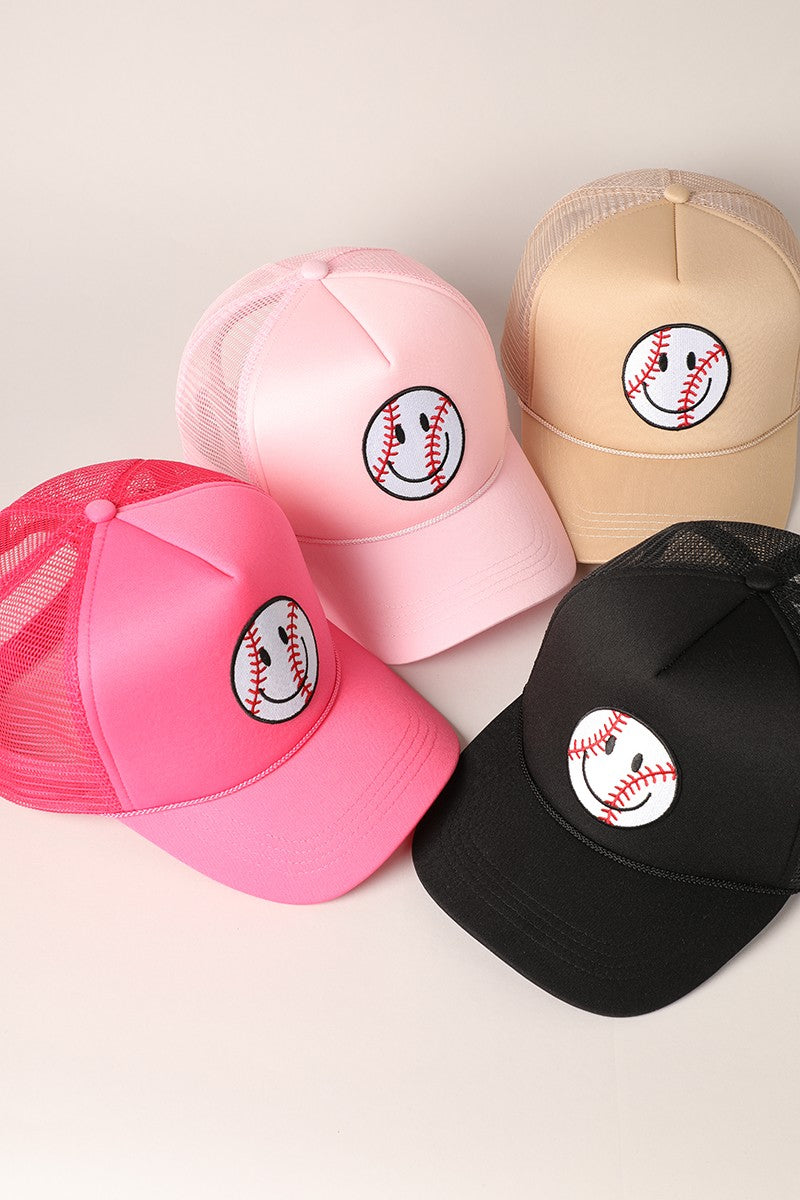 Happy Face Baseball Trucker Hat