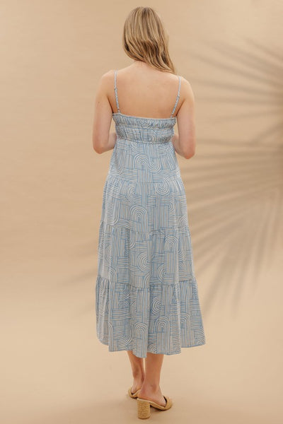 Powder Blue Abstract Midi Dress