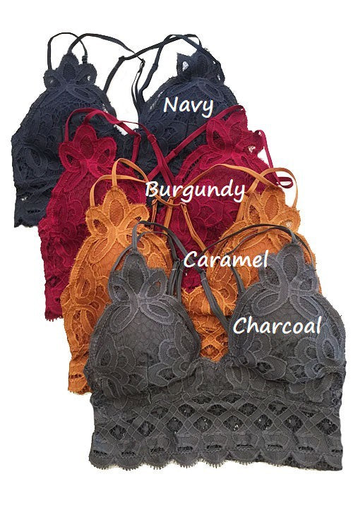 Lace Bralette (Caramel & Navy)