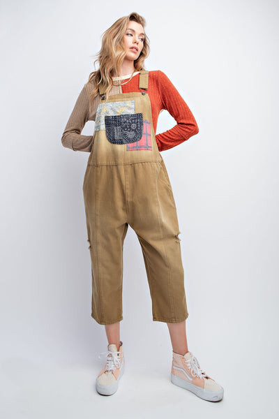Twill Patchwork Overalls