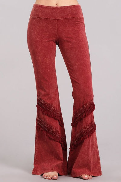 Wine Mineral Wash Bell Bottoms