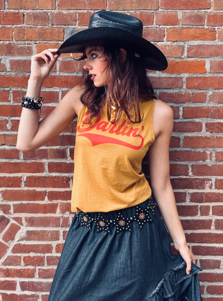 Darling Mustard Mineral Washed Tank Top