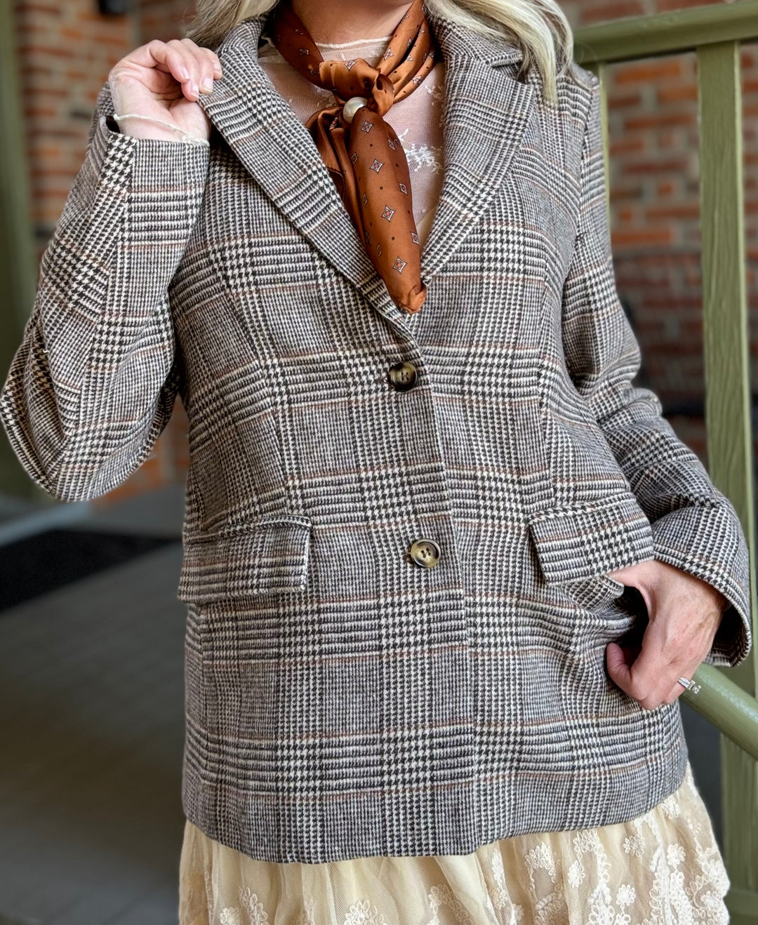 Thankful Tailored Plaid Blazer