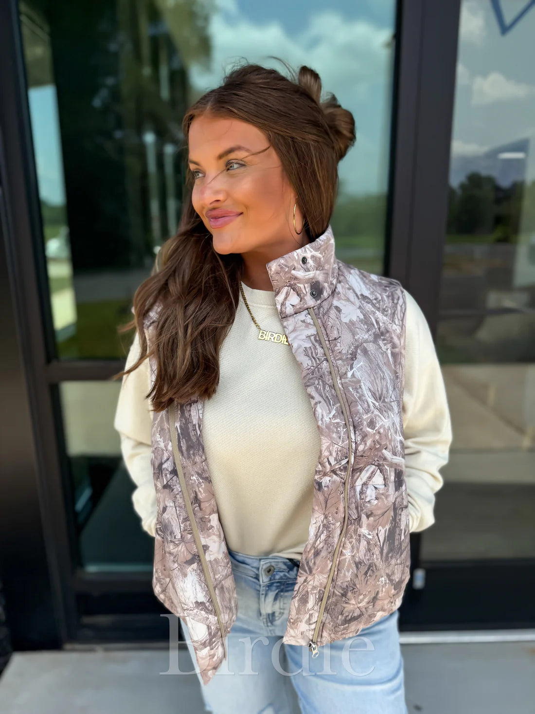 Brown Camo Light Puffer Vest