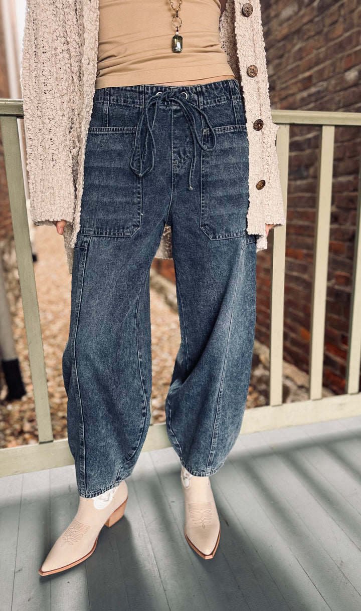 Denim Draw Sting Barrel Jeans