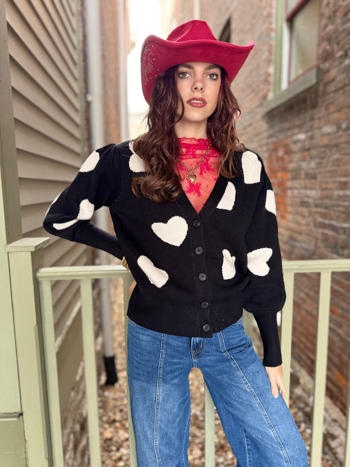 Scattered Heart Button Down Cardigan