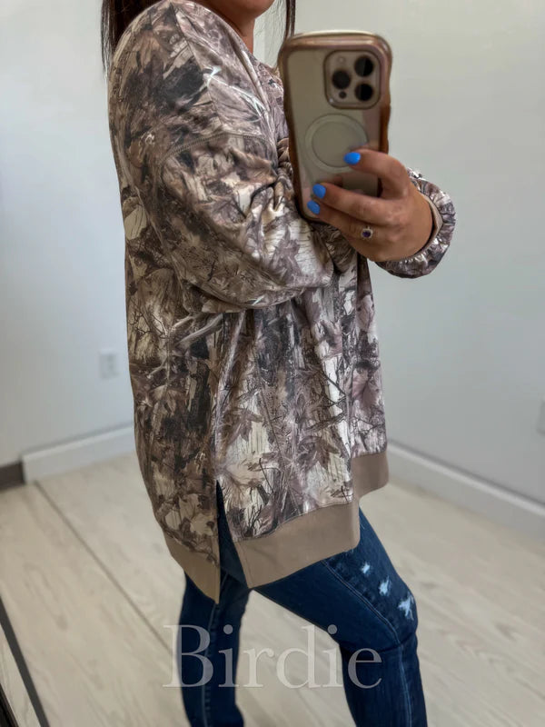 Brown Camo Long Sleeve Pullover