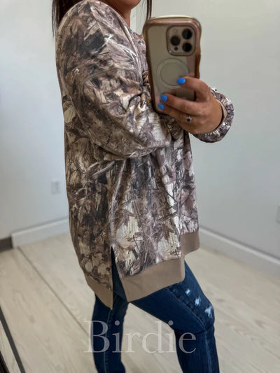 Brown Camo Long Sleeve Pullover