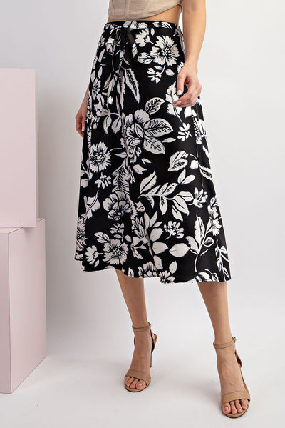 Floral Tie Midi Skirt (2 color options)