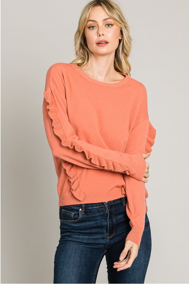 Ruffle Sleeve Pullover Dolman (2 Colors)